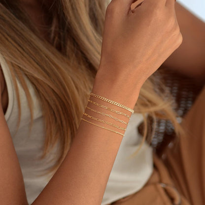 Dainty Gold Stackable Chain Bracelet Set The Nichole Collection