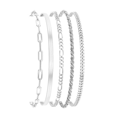 Dainty Gold Stackable Chain Bracelet Set The Nichole Collection