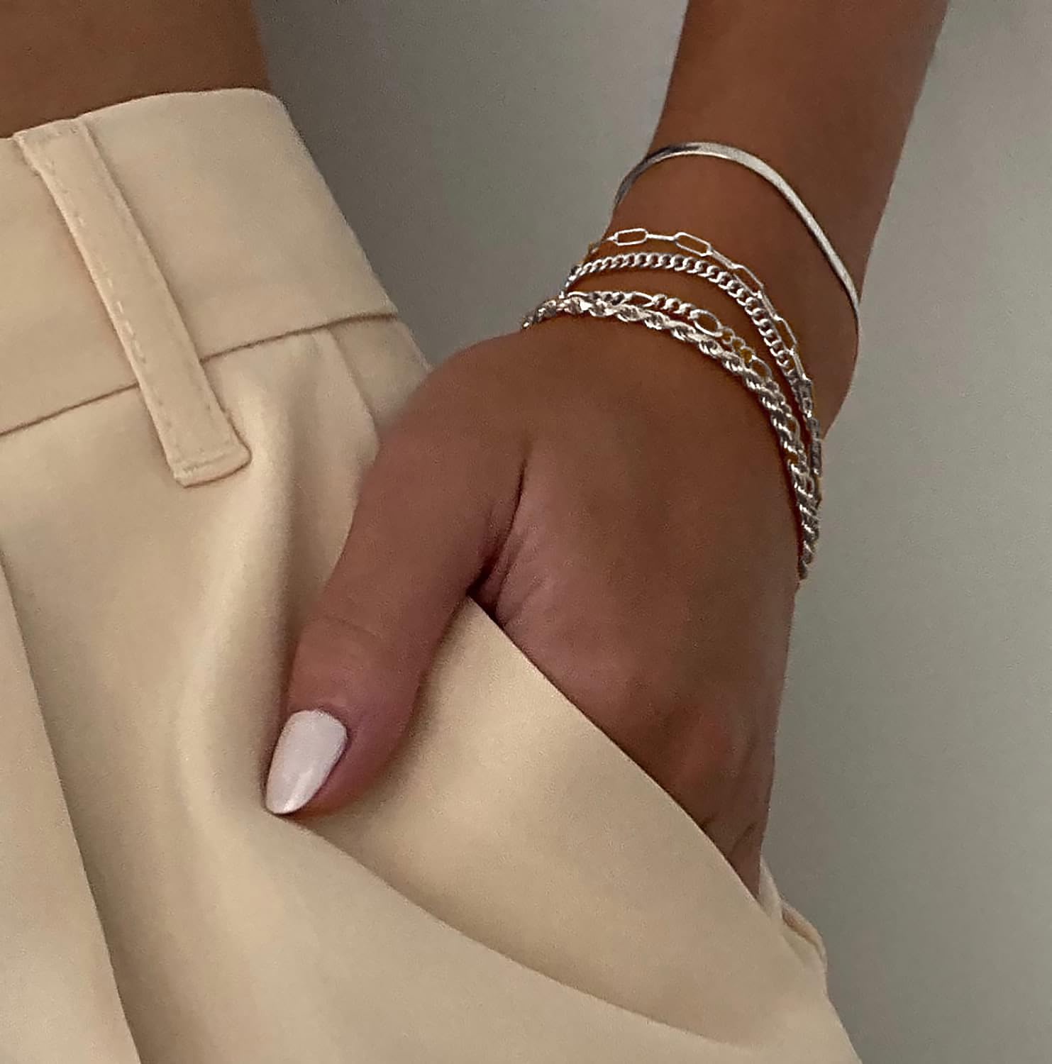 Dainty Gold Stackable Chain Bracelet Set The Nichole Collection