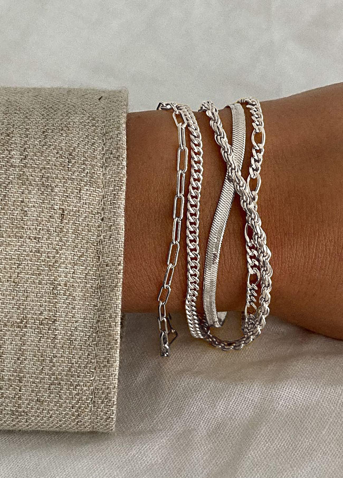 Dainty Gold Stackable Chain Bracelet Set The Nichole Collection