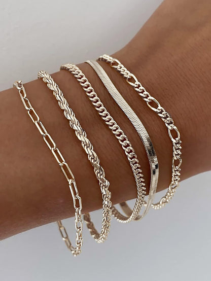 Dainty Gold Stackable Chain Bracelet Set The Nichole Collection