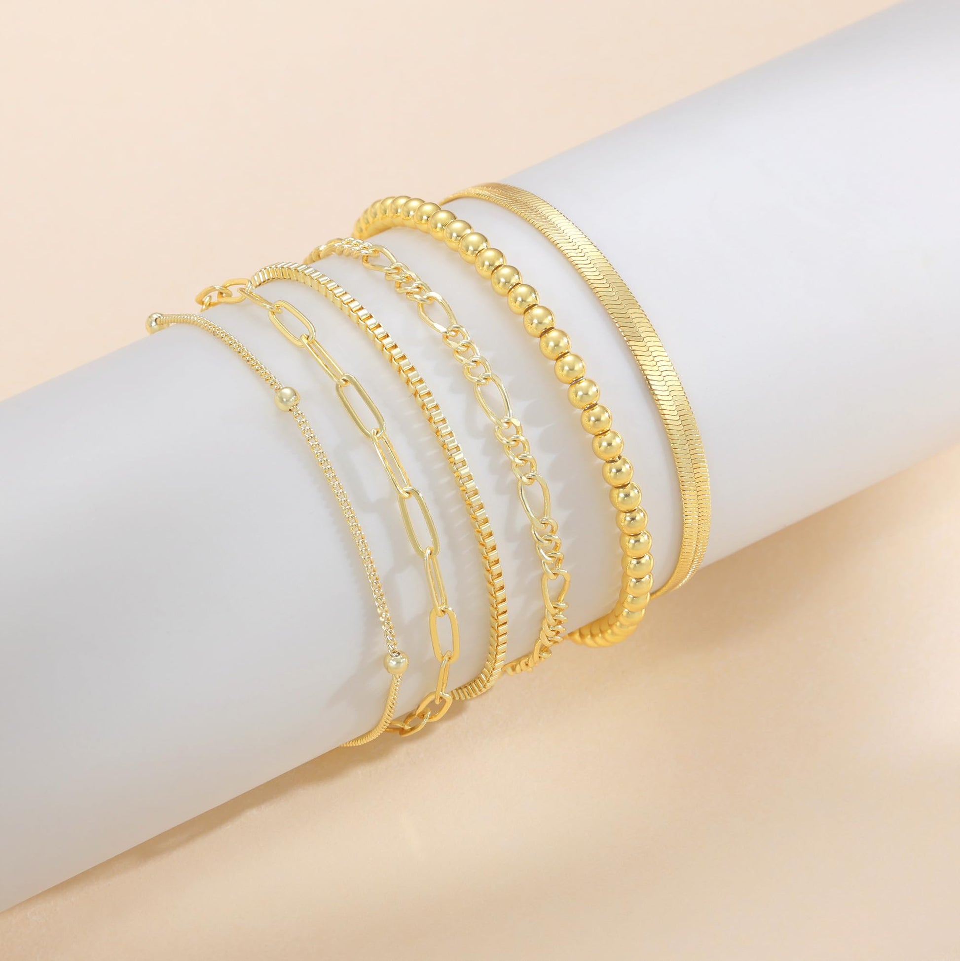 Dainty Gold Stackable Chain Bracelet Set The Nichole Collection