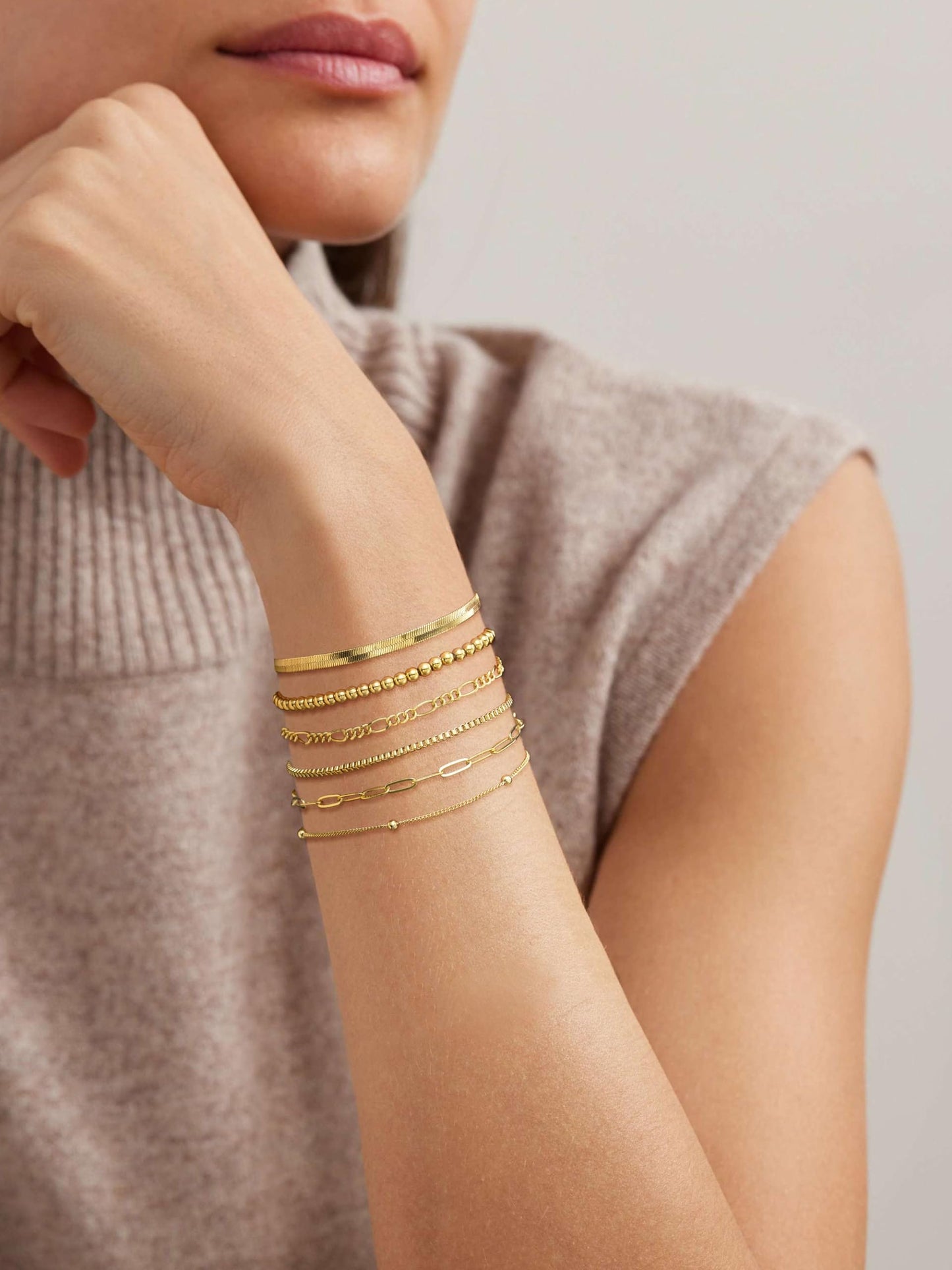 Dainty Gold Stackable Chain Bracelet Set The Nichole Collection