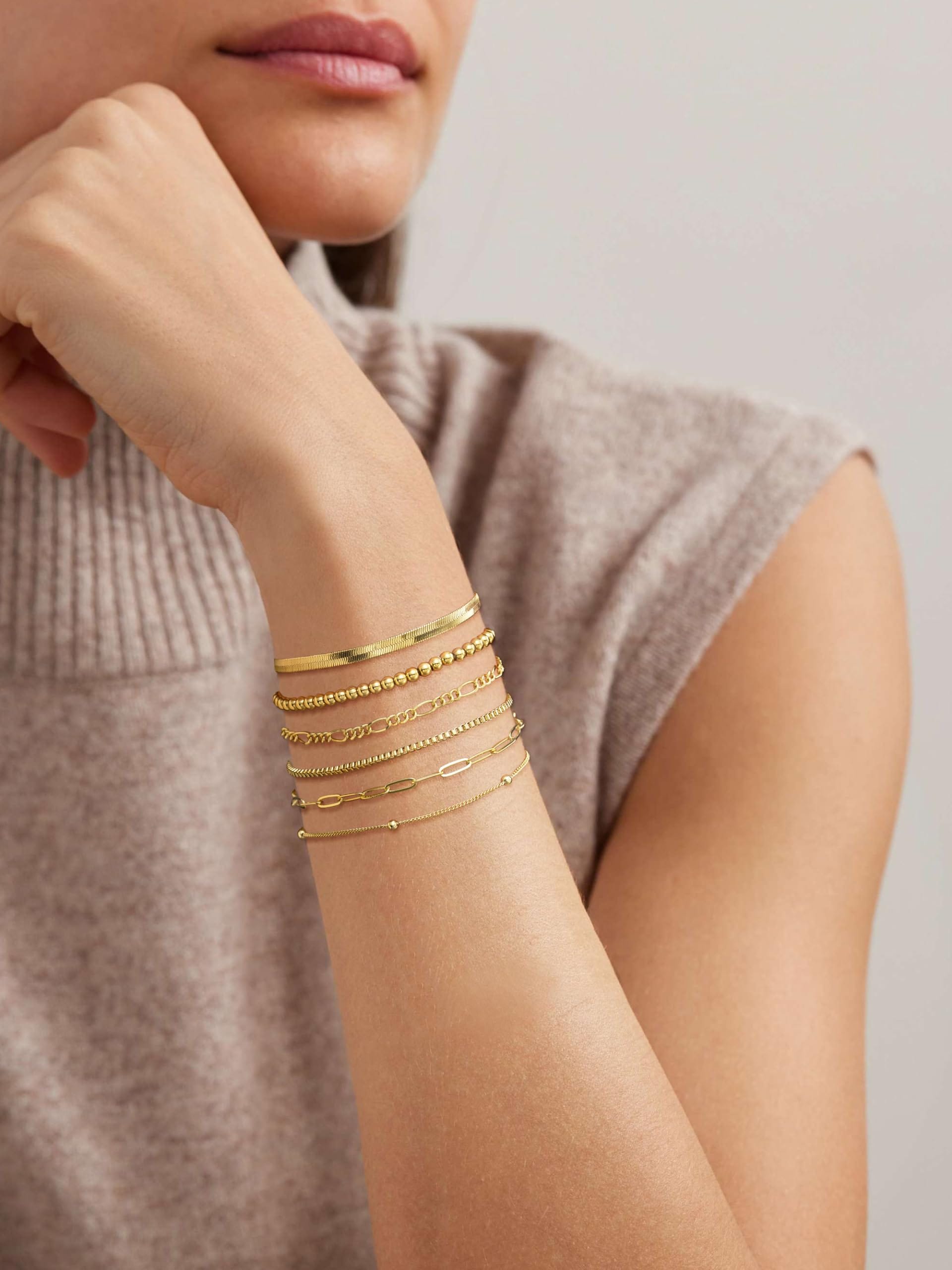 Dainty Gold Stackable Chain Bracelet Set The Nichole Collection