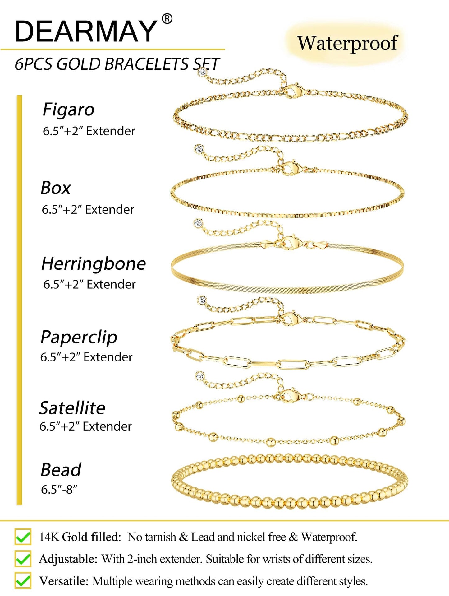 Dainty Gold Stackable Chain Bracelet Set The Nichole Collection
