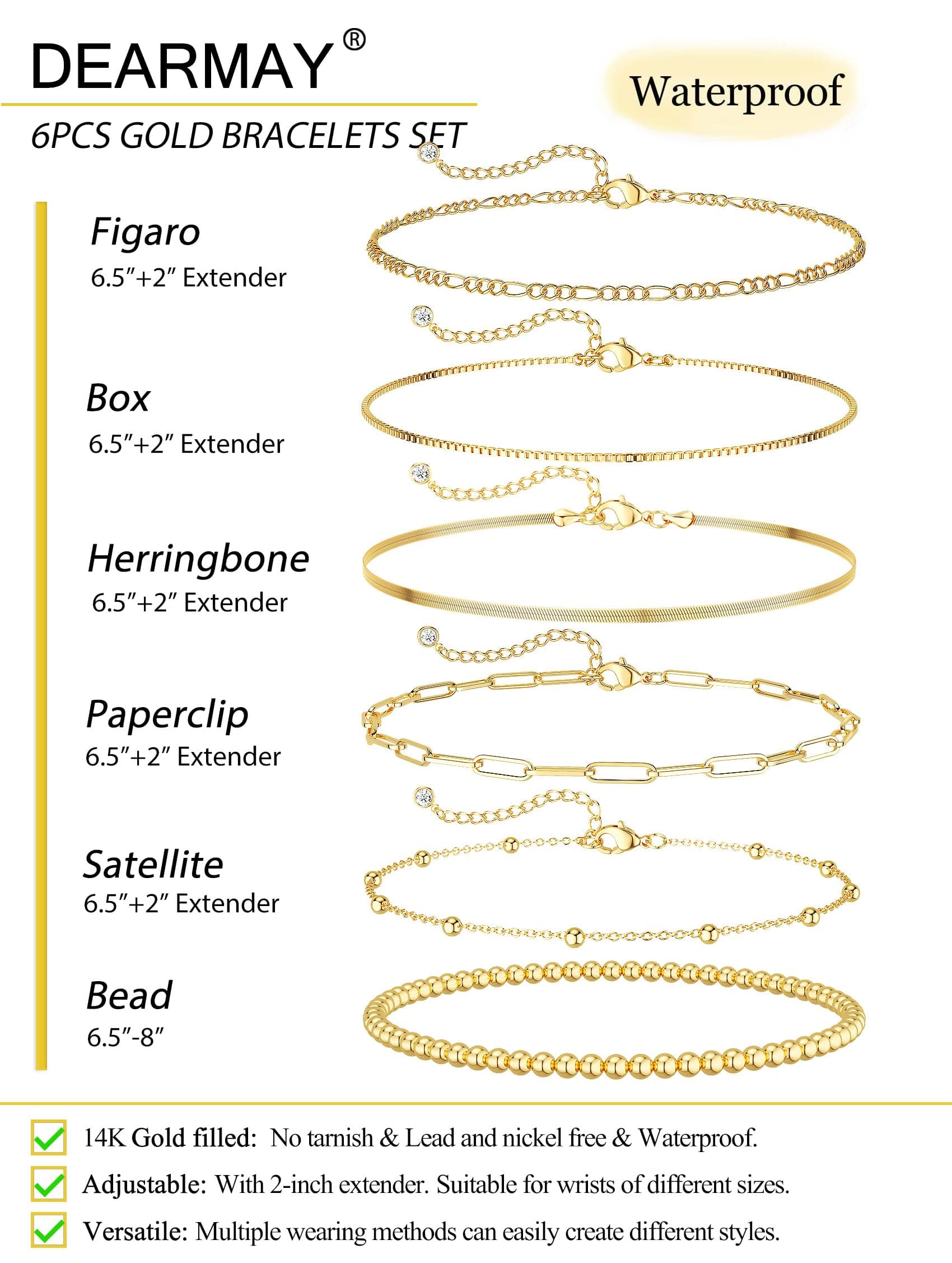 Dainty Gold Stackable Chain Bracelet Set The Nichole Collection