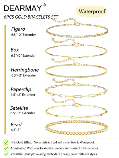 Dainty Gold Stackable Chain Bracelet Set The Nichole Collection