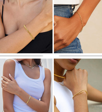Dainty Gold Stackable Chain Bracelet Set The Nichole Collection