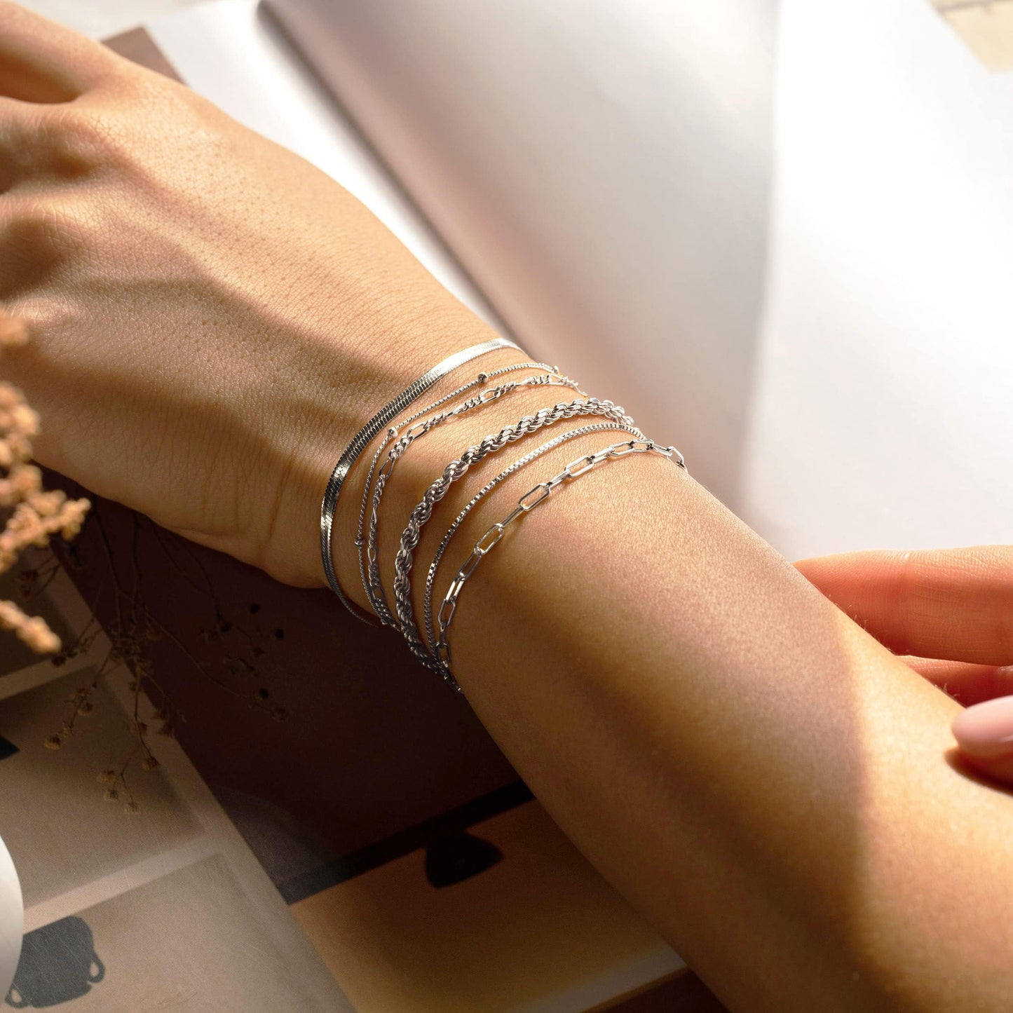 Dainty Gold Stackable Chain Bracelet Set The Nichole Collection