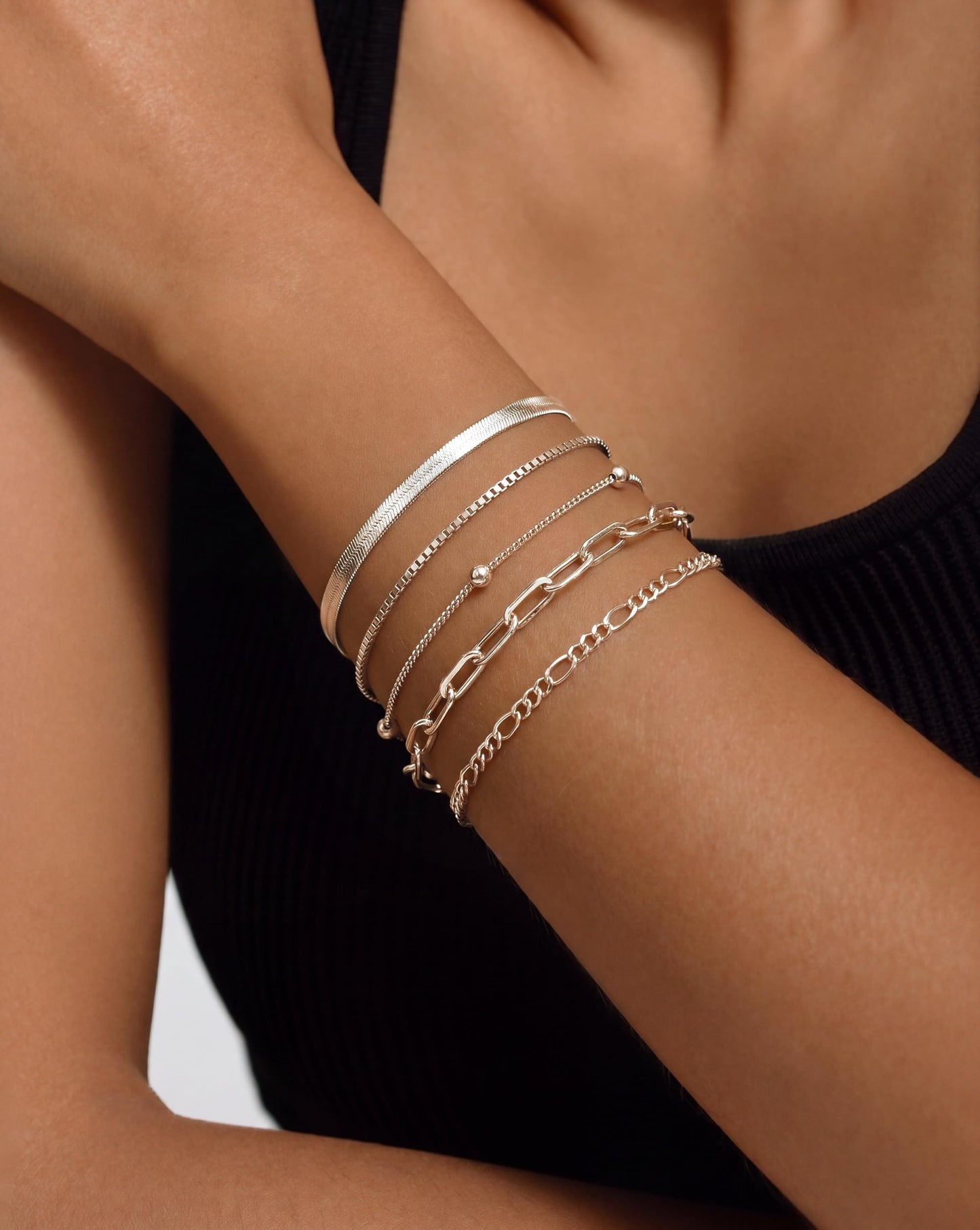 Dainty Gold Stackable Chain Bracelet Set The Nichole Collection