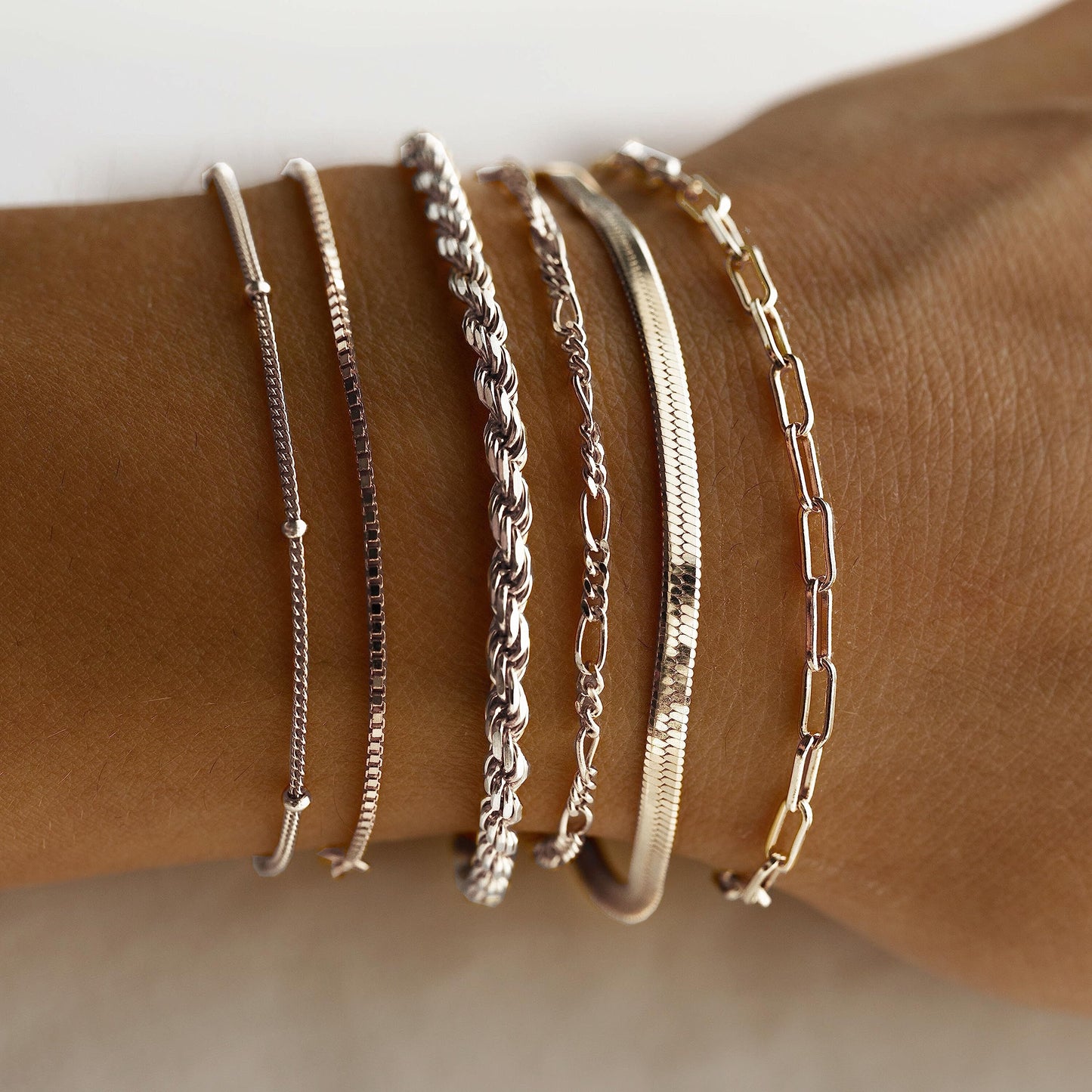Dainty Gold Stackable Chain Bracelet Set | The Nichole Collection