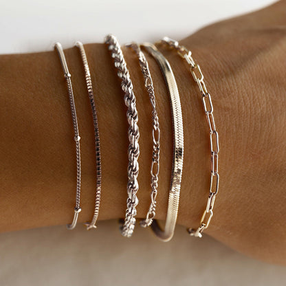 Dainty Gold Stackable Chain Bracelet Set | The Nichole Collection