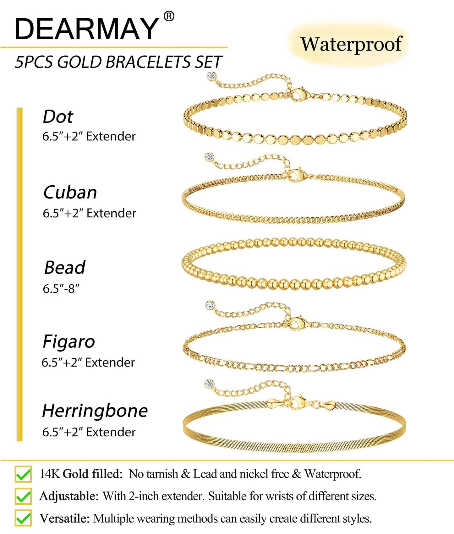 Dainty Gold Stackable Chain Bracelet Set | The Nichole Collection