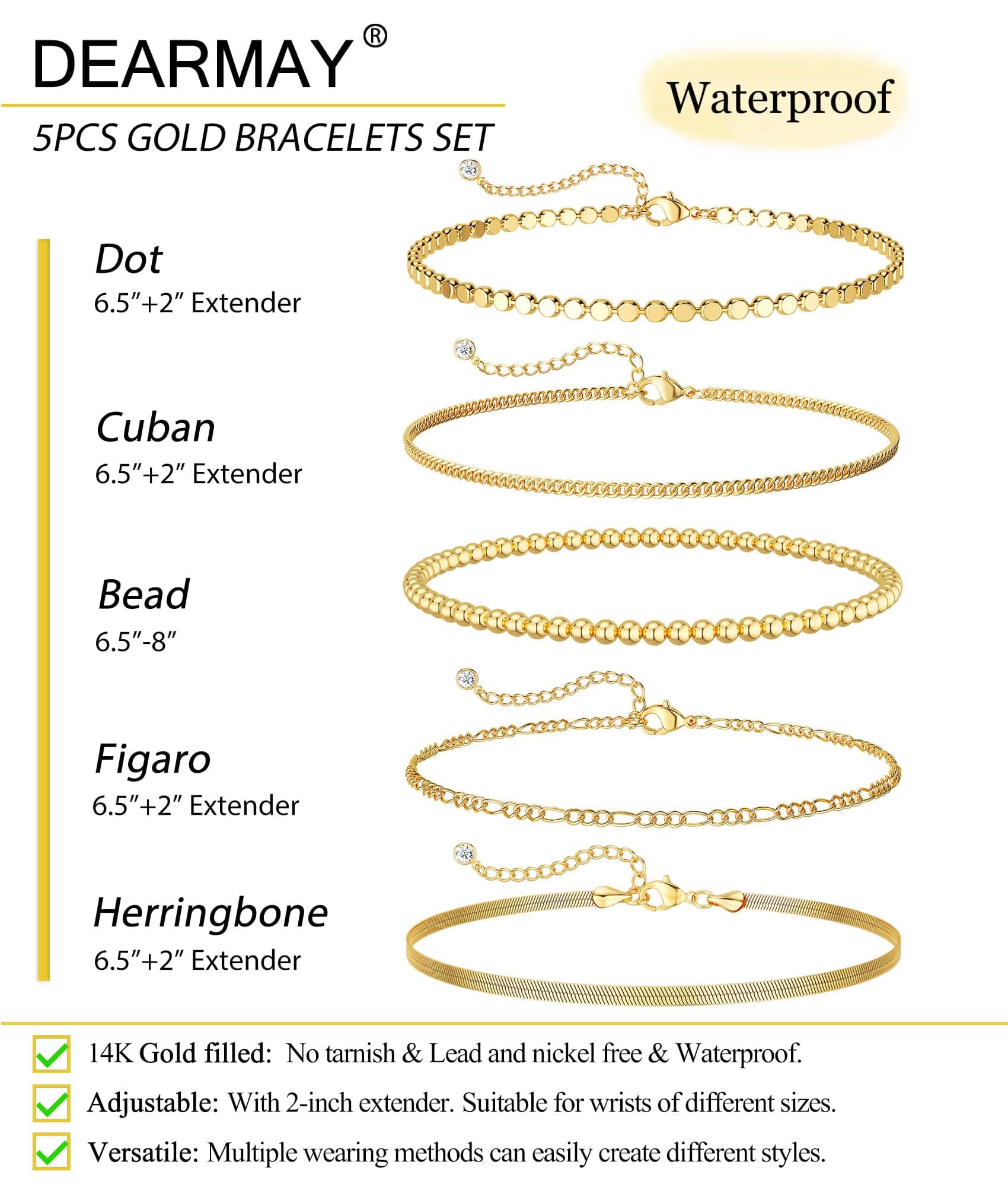Dainty Gold Stackable Chain Bracelet Set | The Nichole Collection