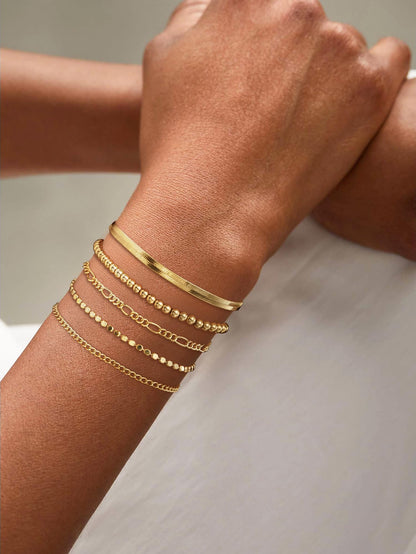Dainty Gold Stackable Chain Bracelet Set | The Nichole Collection