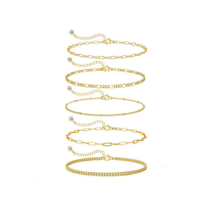 Dainty Gold Stackable Chain Bracelet Set | The Nichole Collection