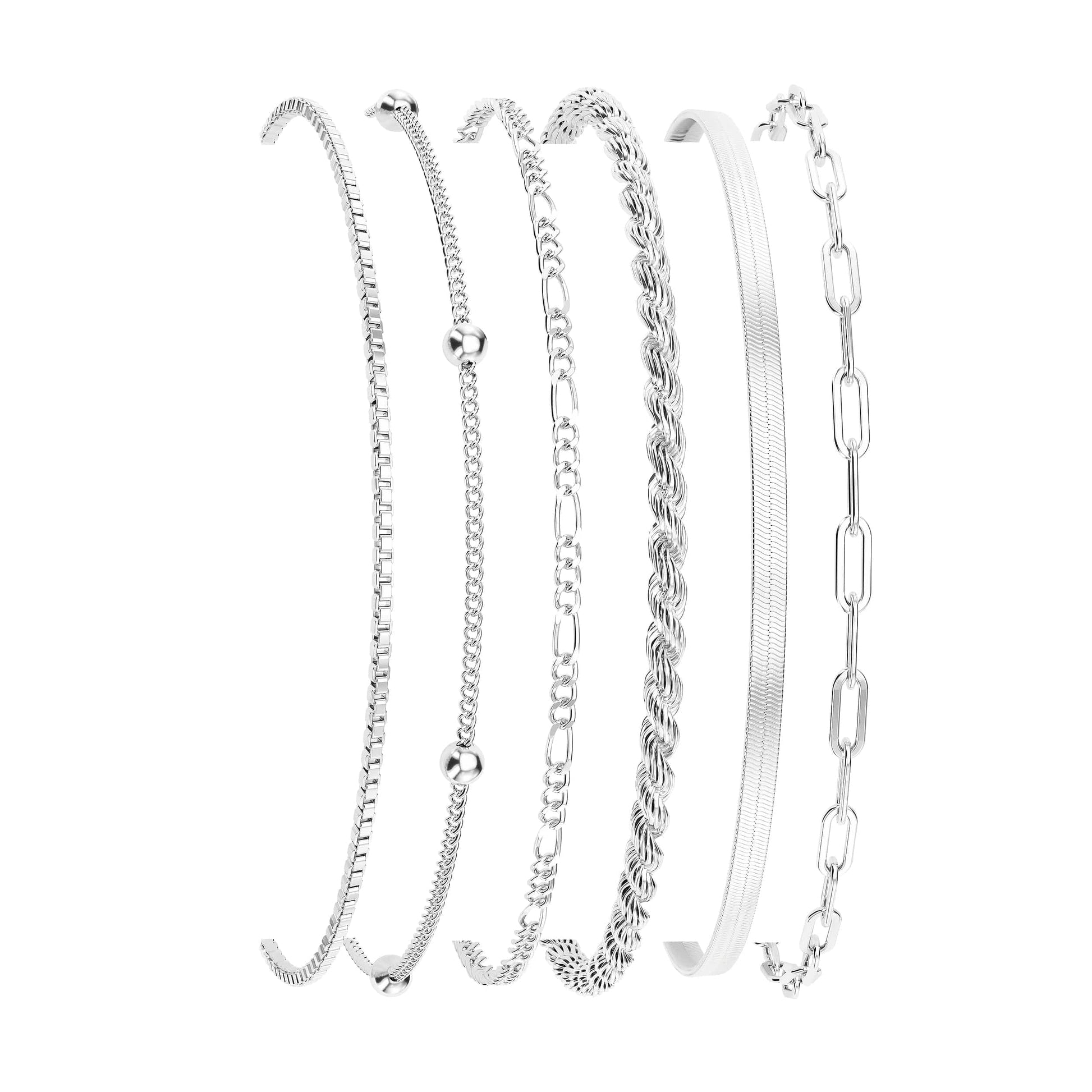 Dainty Gold Stackable Chain Bracelet Set | The Nichole Collection