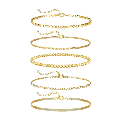 Dainty Gold Stackable Chain Bracelet Set | The Nichole Collection