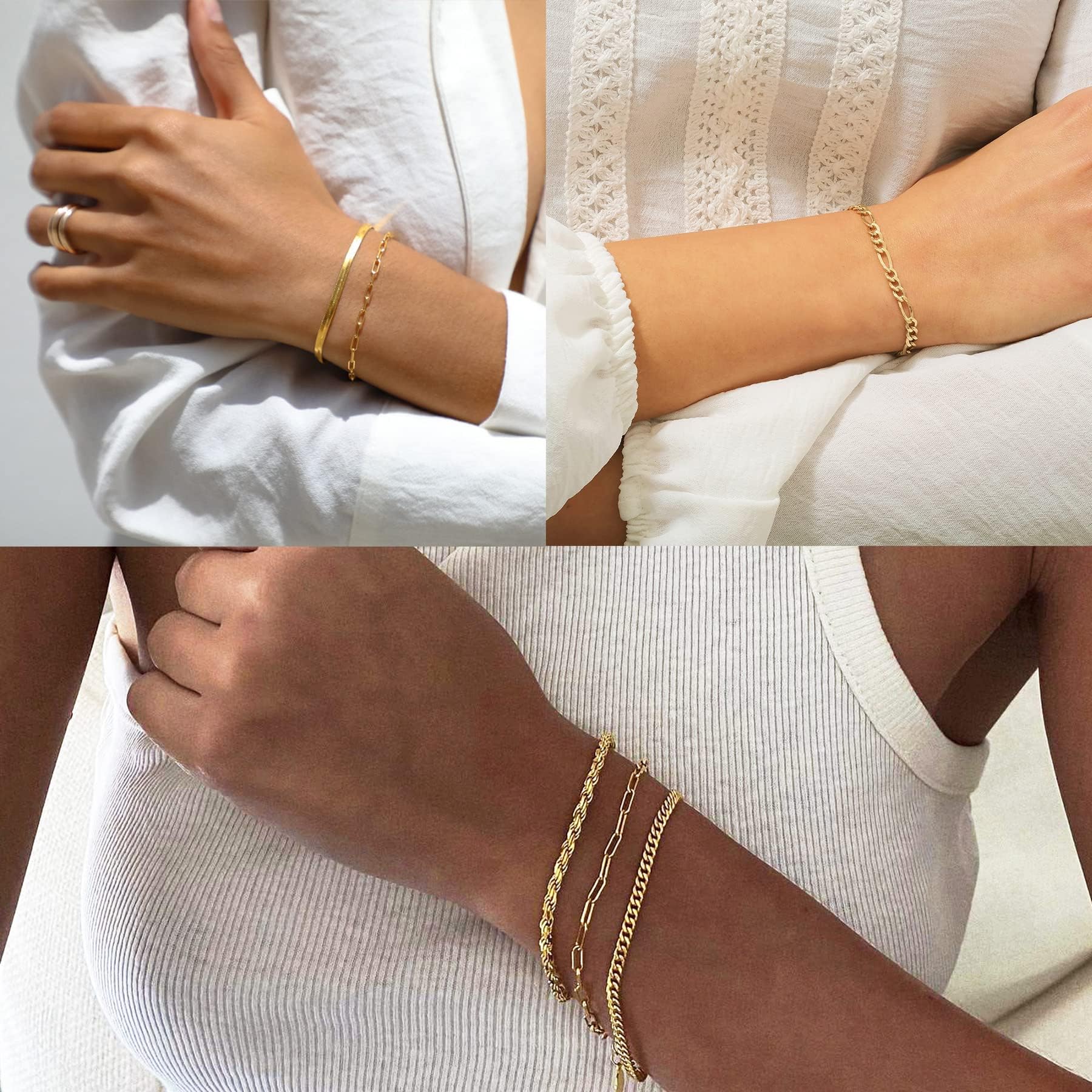 Dainty Gold Stackable Chain Bracelet Set The Nichole Collection