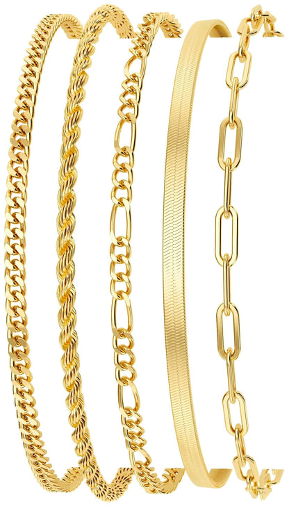 Dainty Gold Stackable Chain Bracelet Set The Nichole Collection