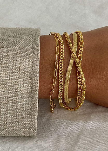Dainty Gold Stackable Chain Bracelet Set The Nichole Collection
