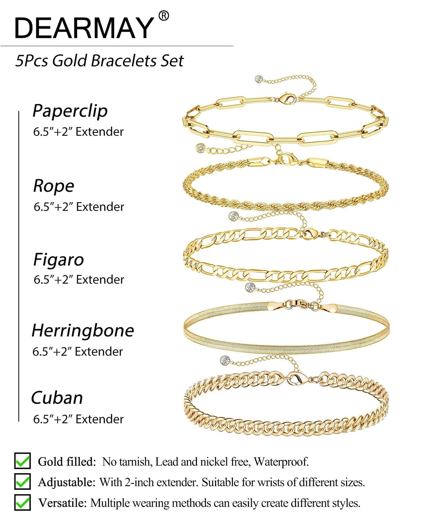 Dainty Gold Stackable Chain Bracelet Set The Nichole Collection