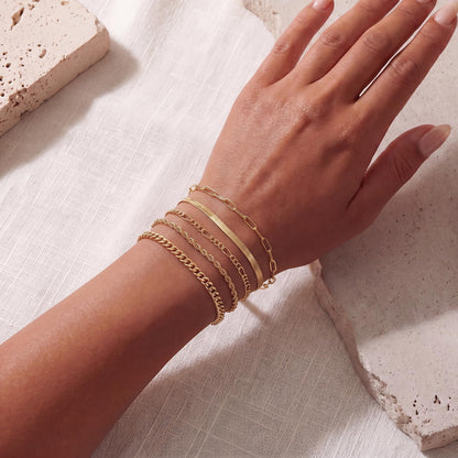 Dainty Gold Stackable Chain Bracelet Set The Nichole Collection