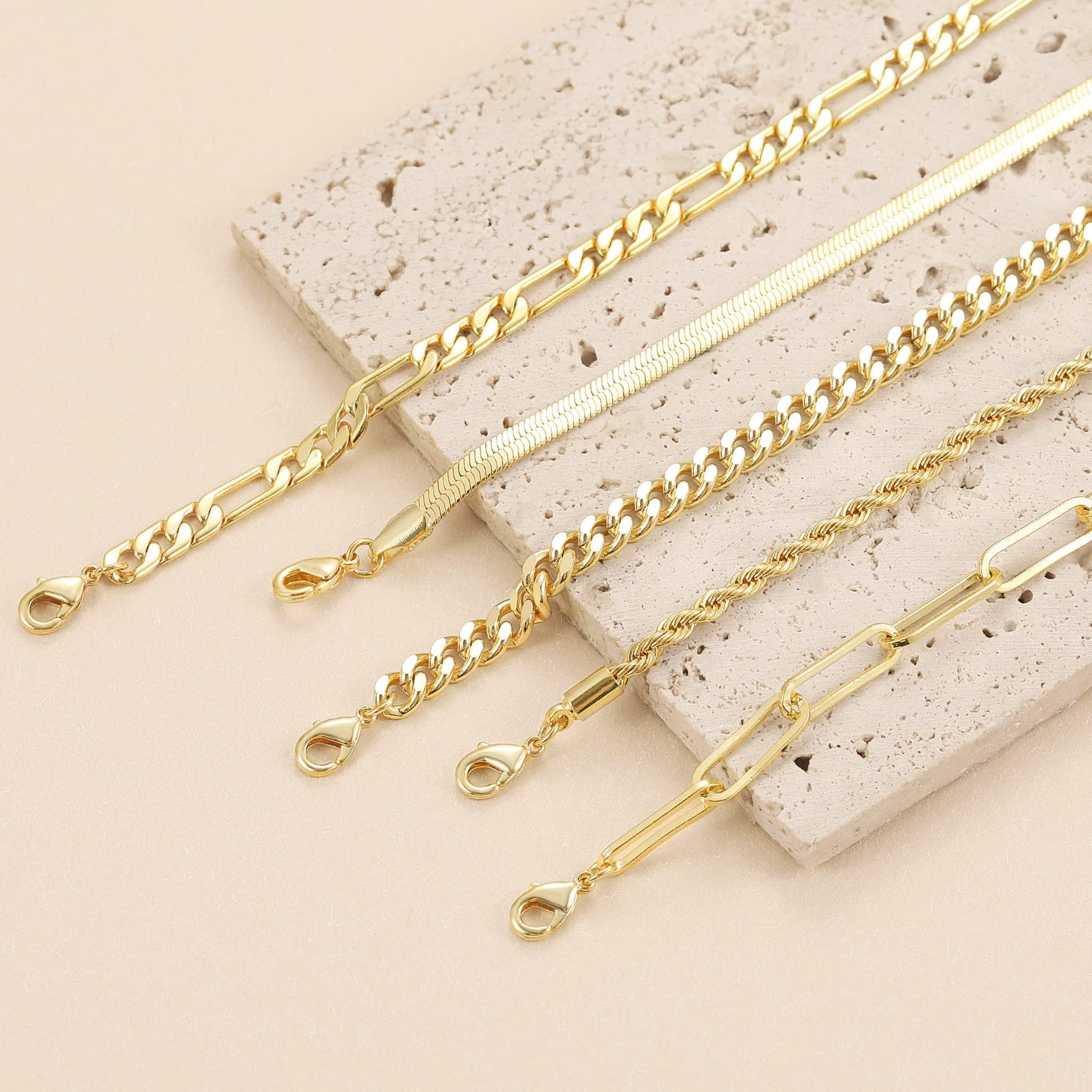 Dainty Gold Stackable Chain Bracelet Set The Nichole Collection