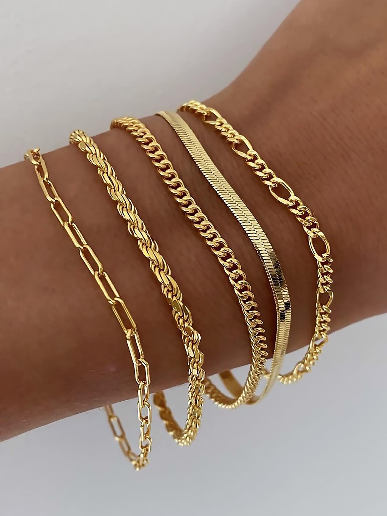 Dainty Gold Stackable Chain Bracelet Set The Nichole Collection
