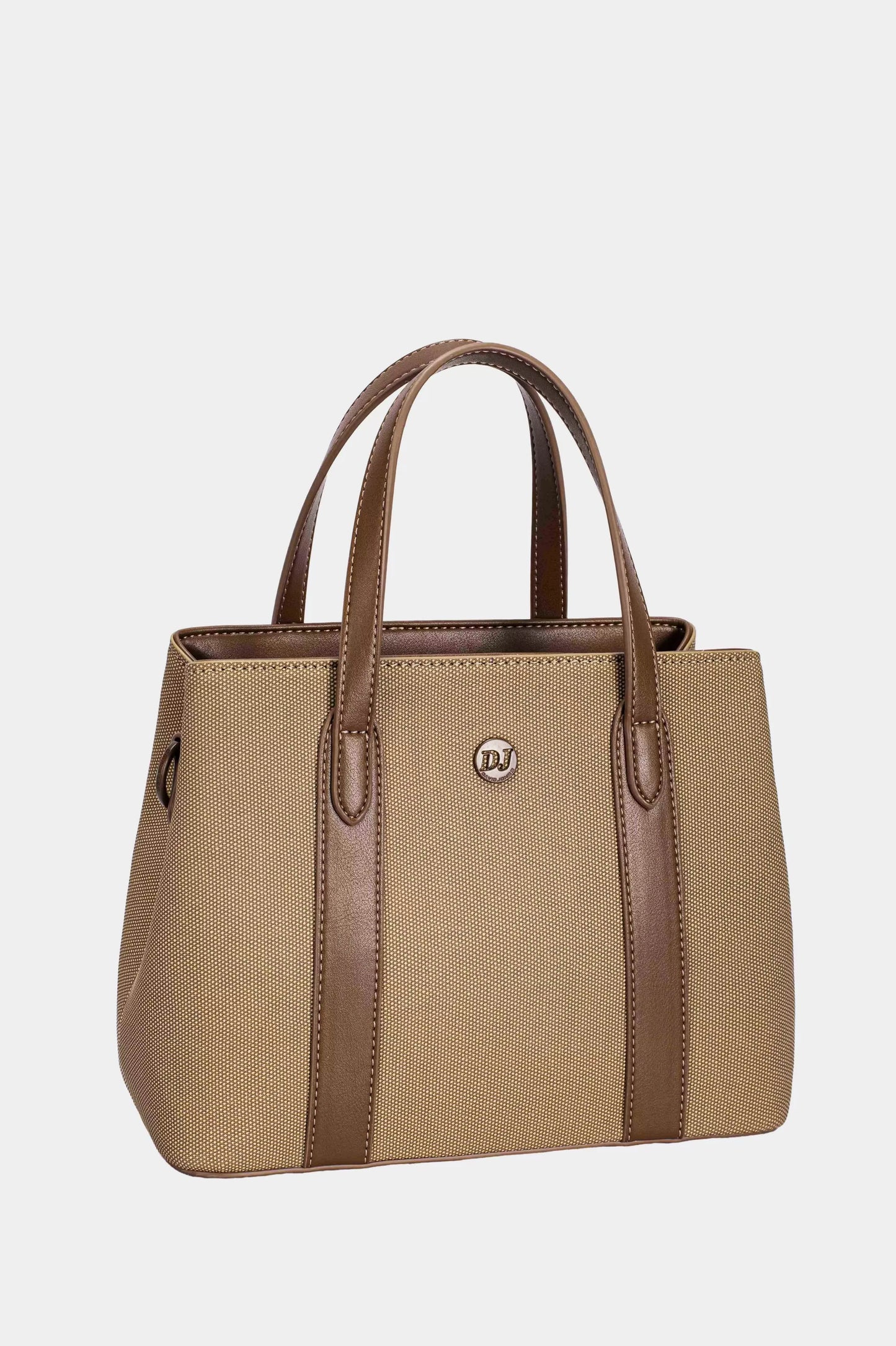 David Jones Canvas Handbag with Leather Trim COCOA BROWN / One Size The Nichole Collection