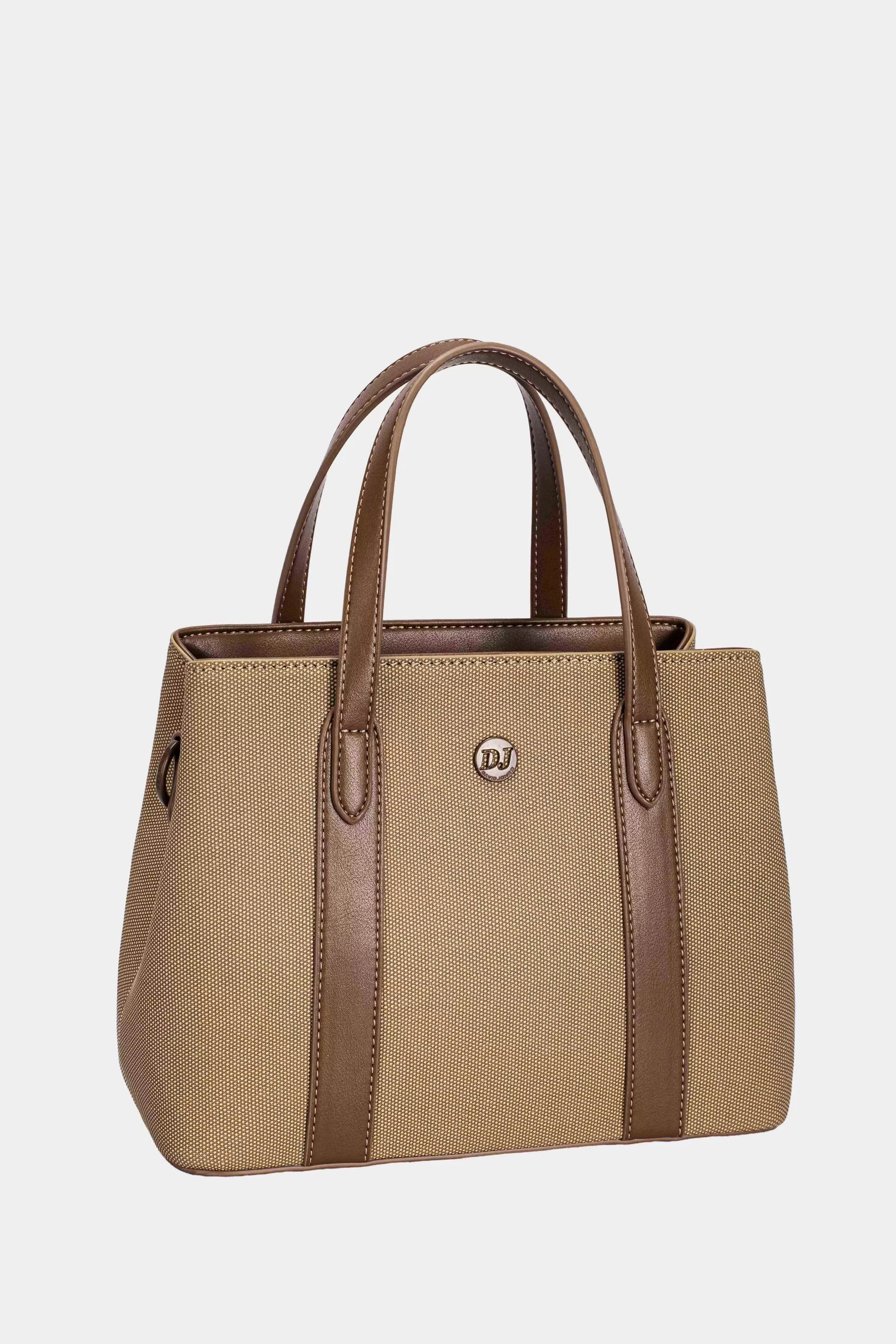 David Jones Canvas Handbag with Leather Trim COCOA BROWN / One Size The Nichole Collection