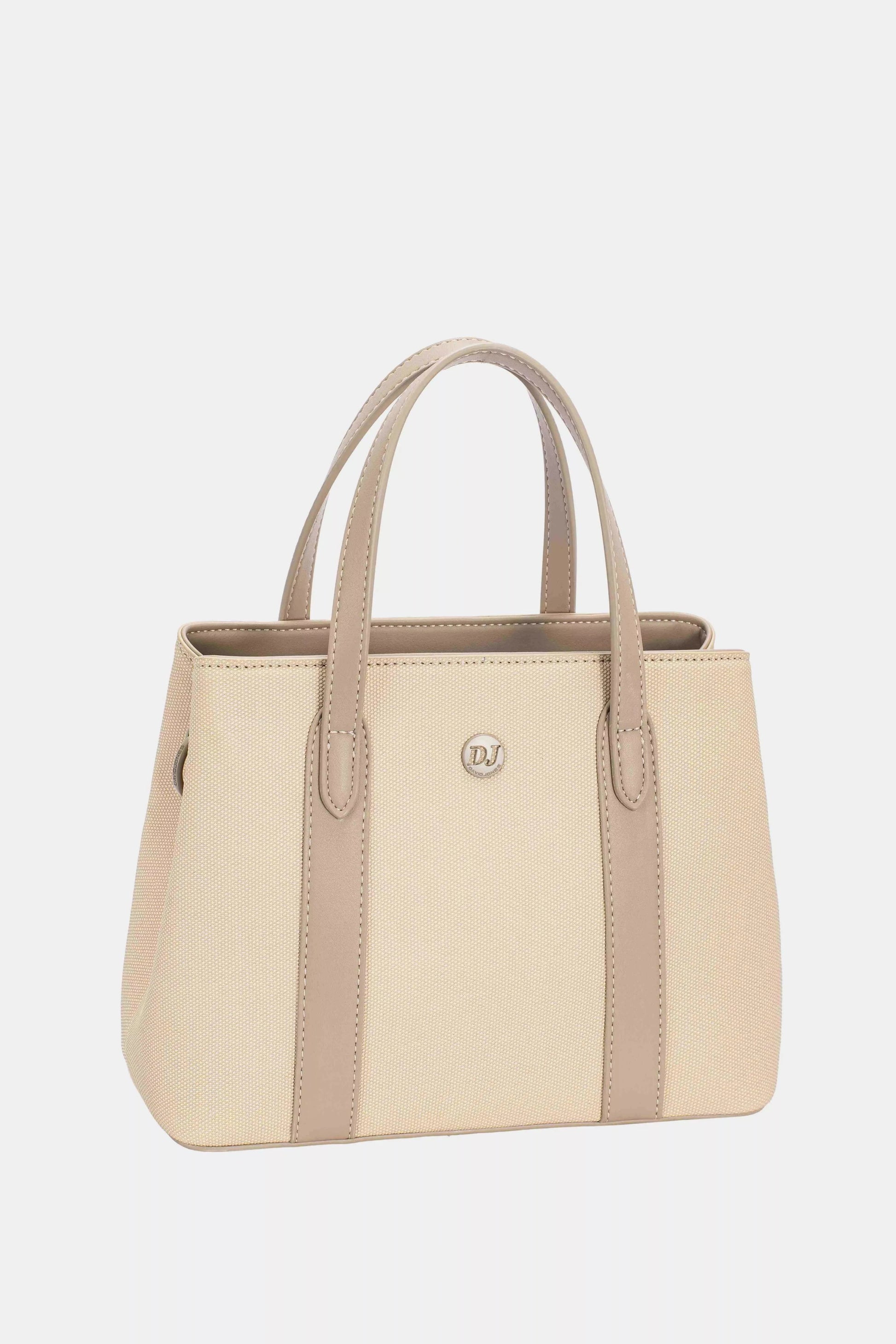 David Jones Canvas Handbag with Leather Trim WARM TAUPE / One Size The Nichole Collection