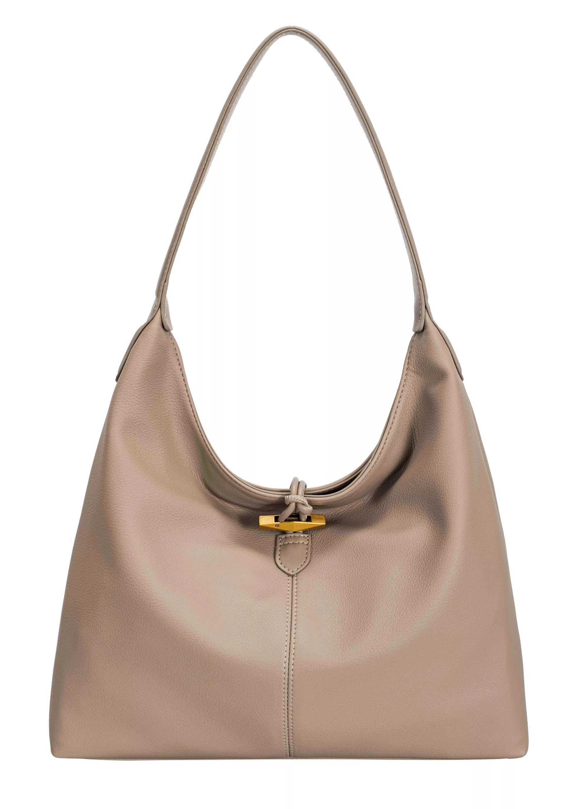 David Jones Classic Leather Shoulder Bag WARM TAUPE / One Size The Nichole Collection