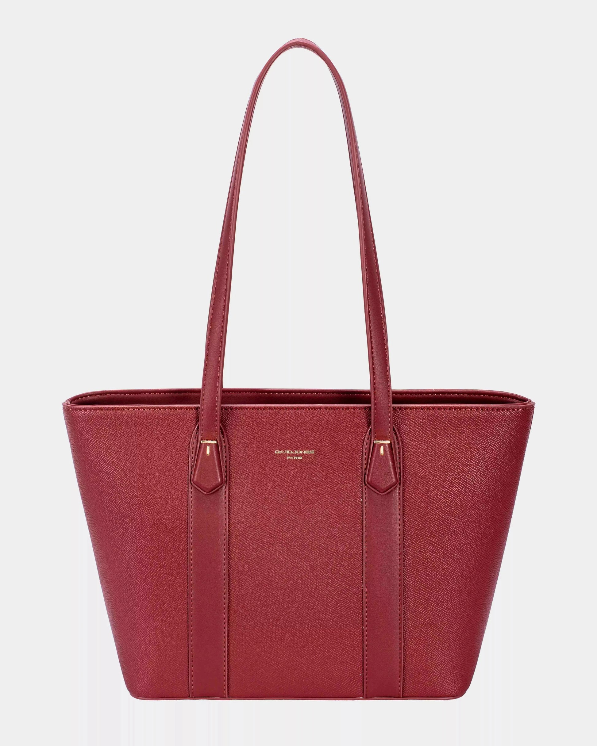 David Jones Leather Tote Bag with Gold Hardware WINDSOR WINE / One Size The Nichole Collection