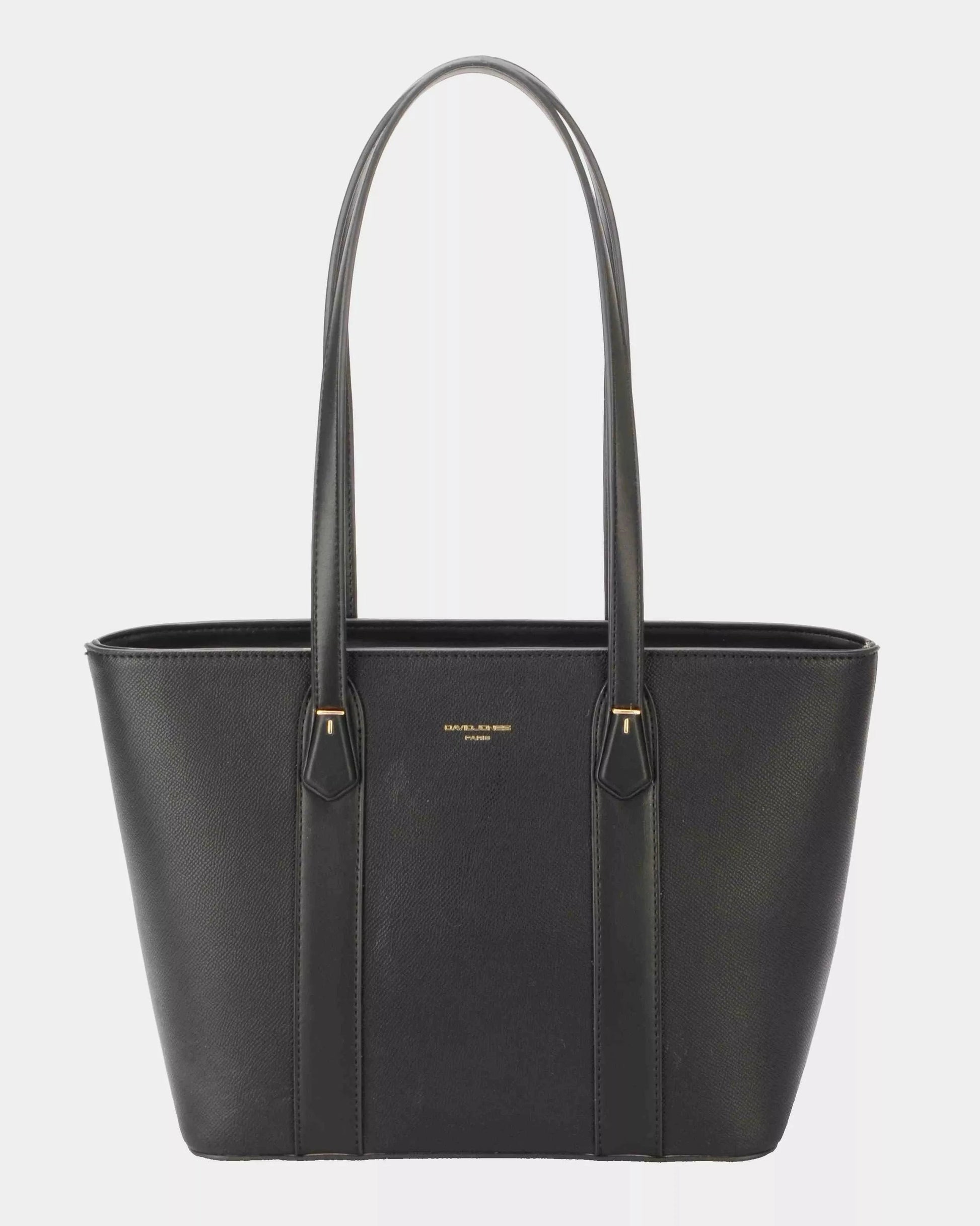 David Jones Leather Tote Bag with Gold Hardware BLACK / One Size The Nichole Collection