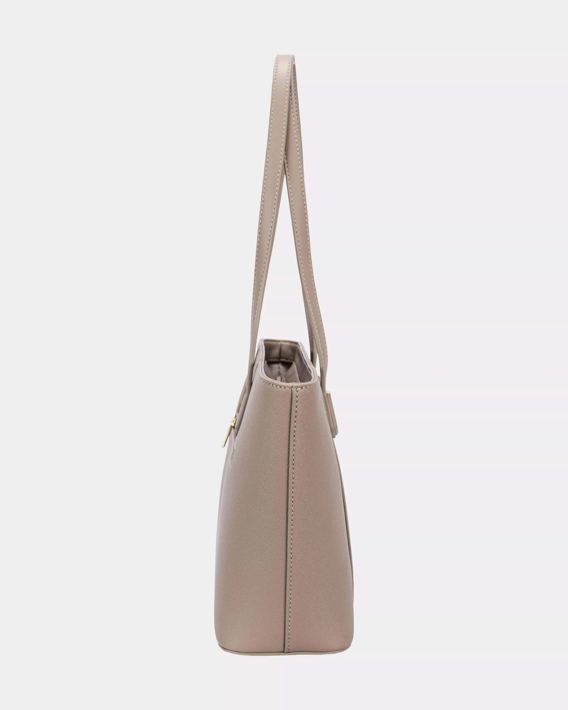 David Jones Leather Tote Bag with Gold Hardware The Nichole Collection