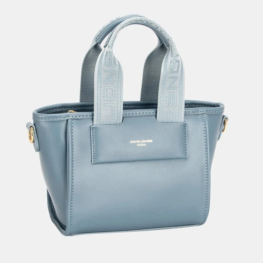 David Jones Small Handbag with Embossed Pattern Handles Blue / One Size The Nichole Collection