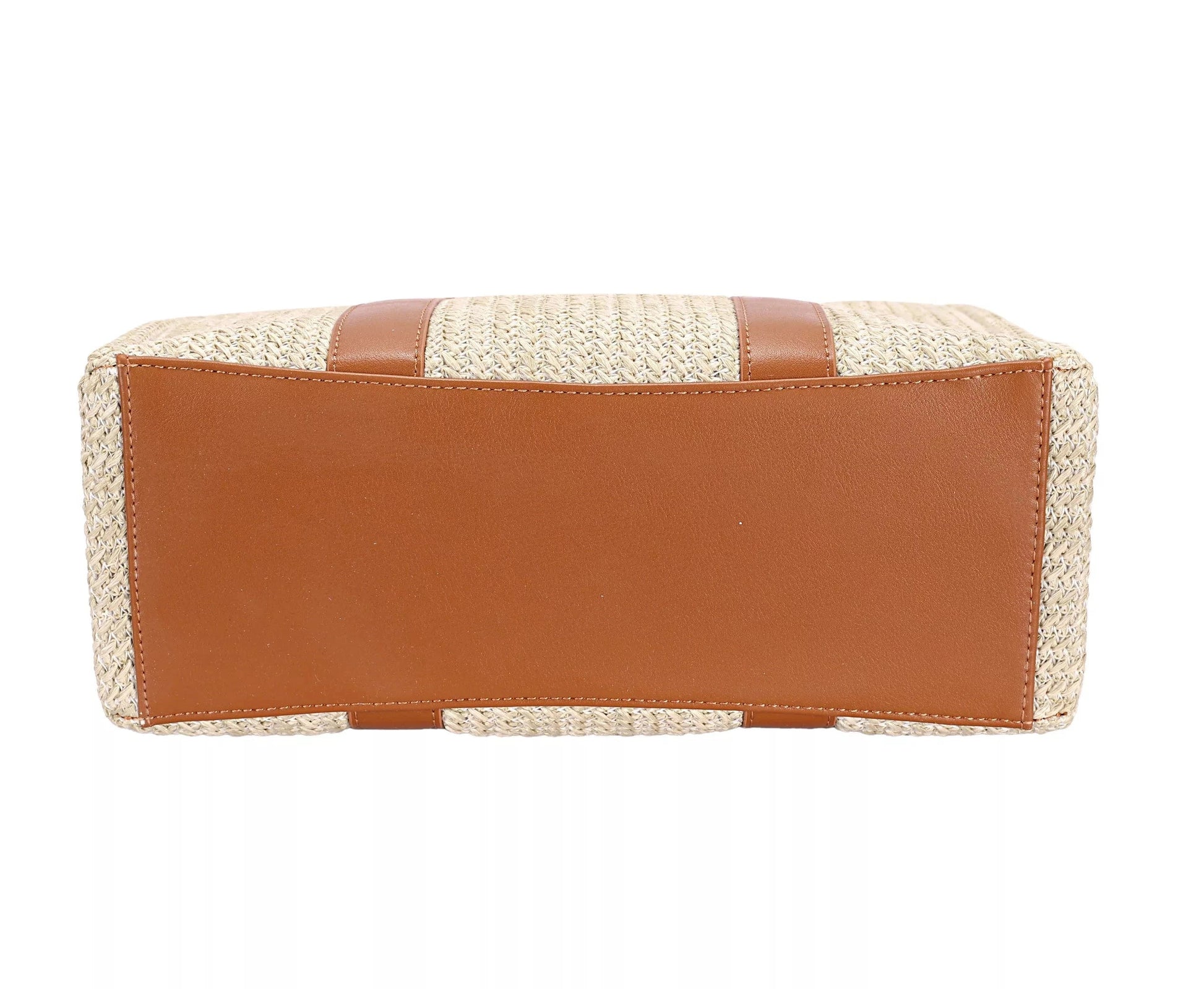 David Jones Square Woven Tote Handbag APRICOT TAN / One Size The Nichole Collection