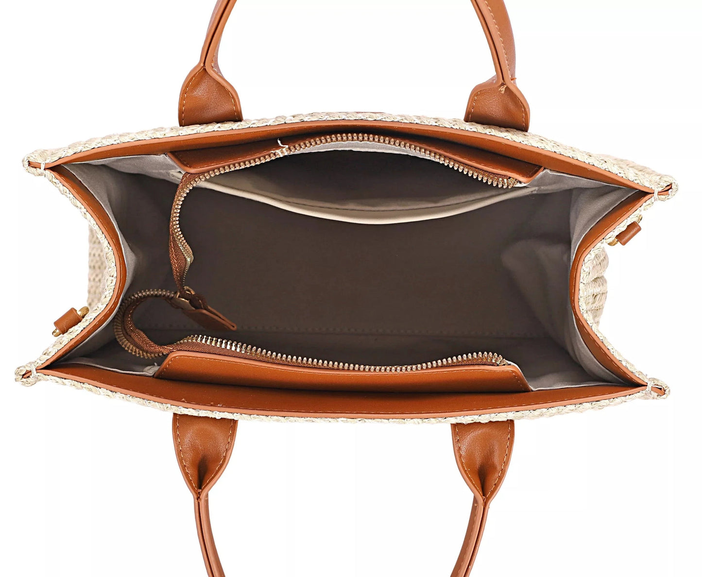 David Jones Square Woven Tote Handbag APRICOT TAN / One Size The Nichole Collection