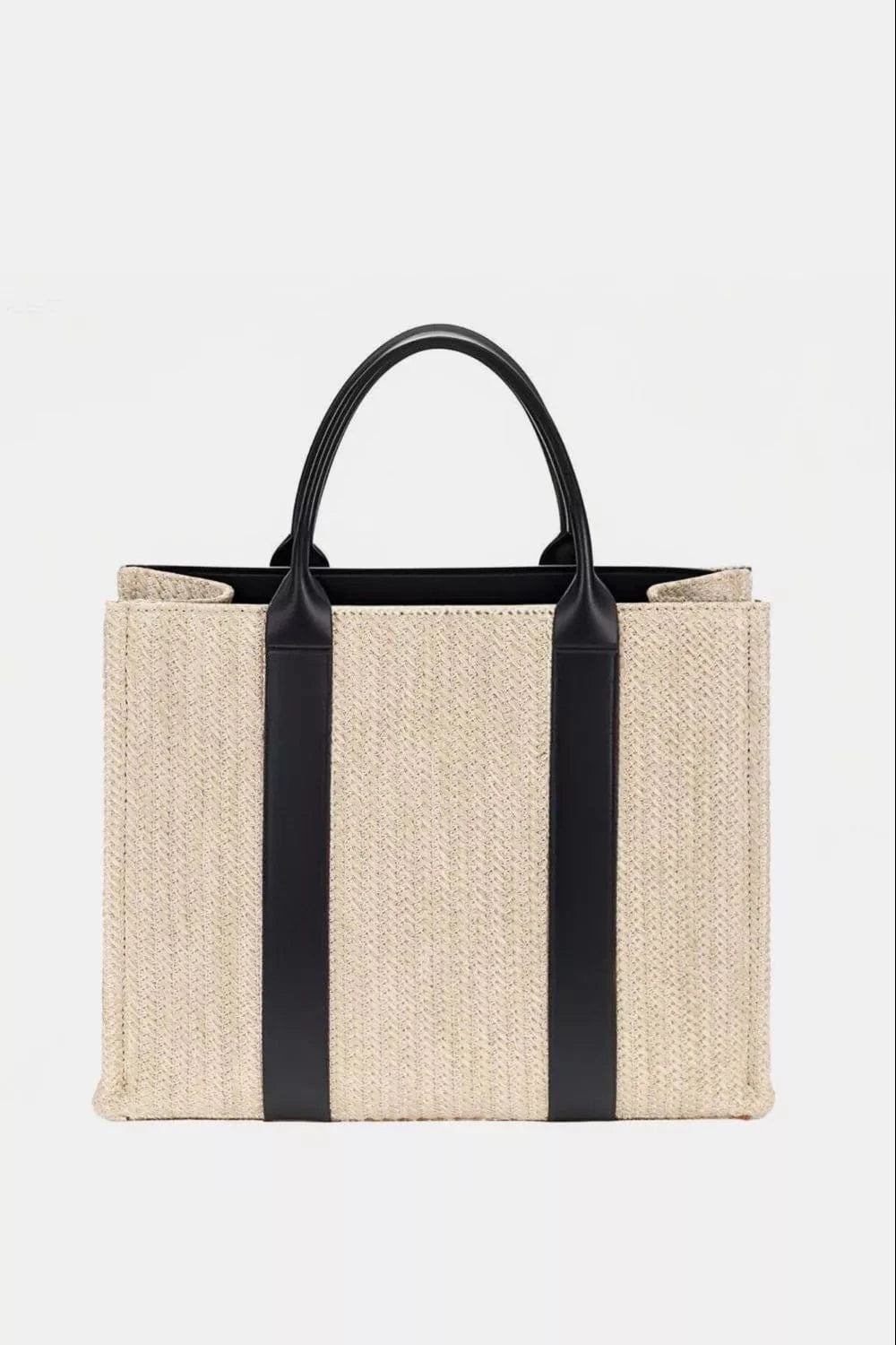 David Jones Square Woven Tote Handbag Black / One Size The Nichole Collection