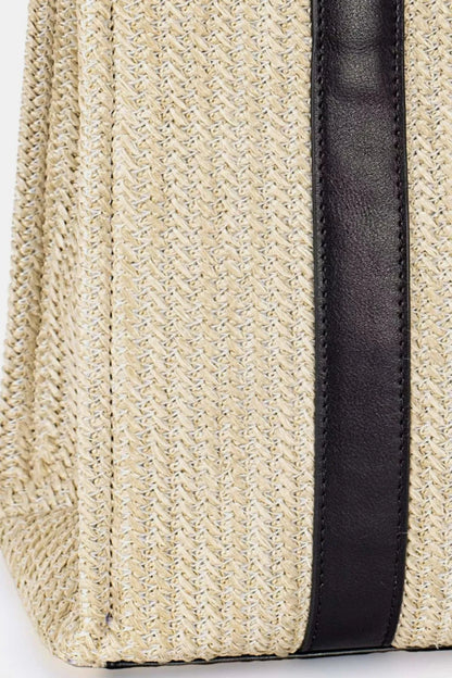 David Jones Square Woven Tote Handbag Black / One Size The Nichole Collection