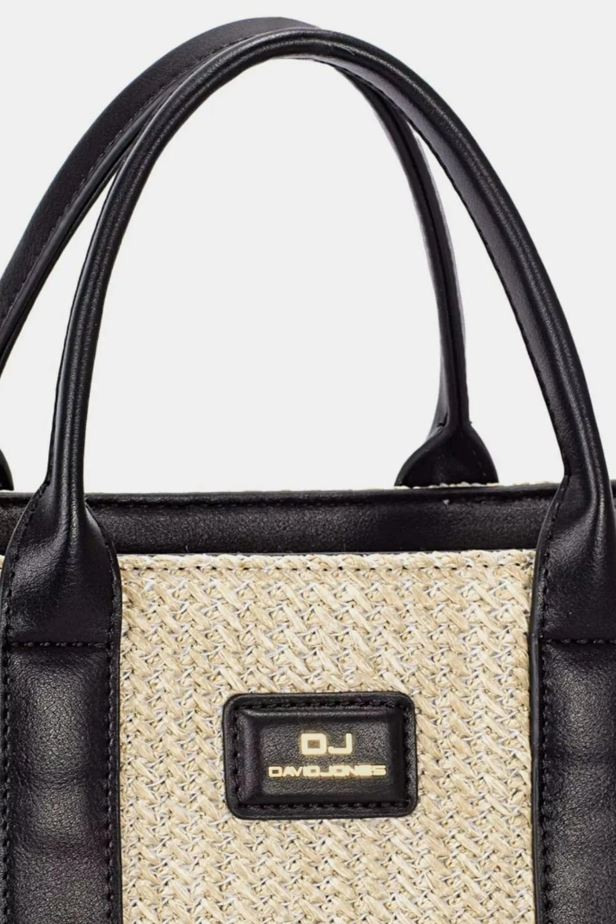 David Jones Square Woven Tote Handbag Black / One Size The Nichole Collection