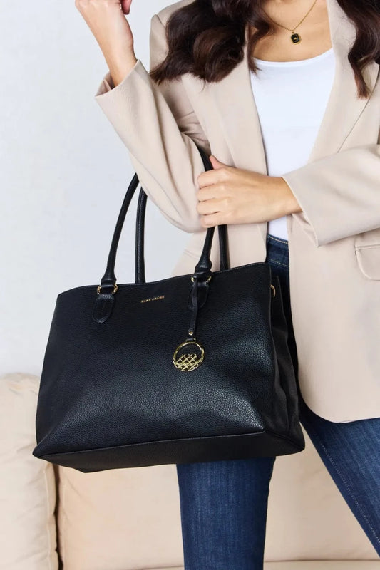 David Jones Structured Leather Handbag Handbags BLACK / One Size The Nichole Collection