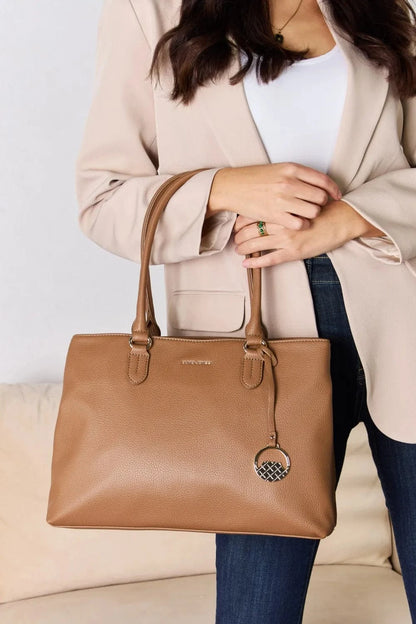 David Jones Structured Leather Handbag Handbags BROWN / One Size The Nichole Collection