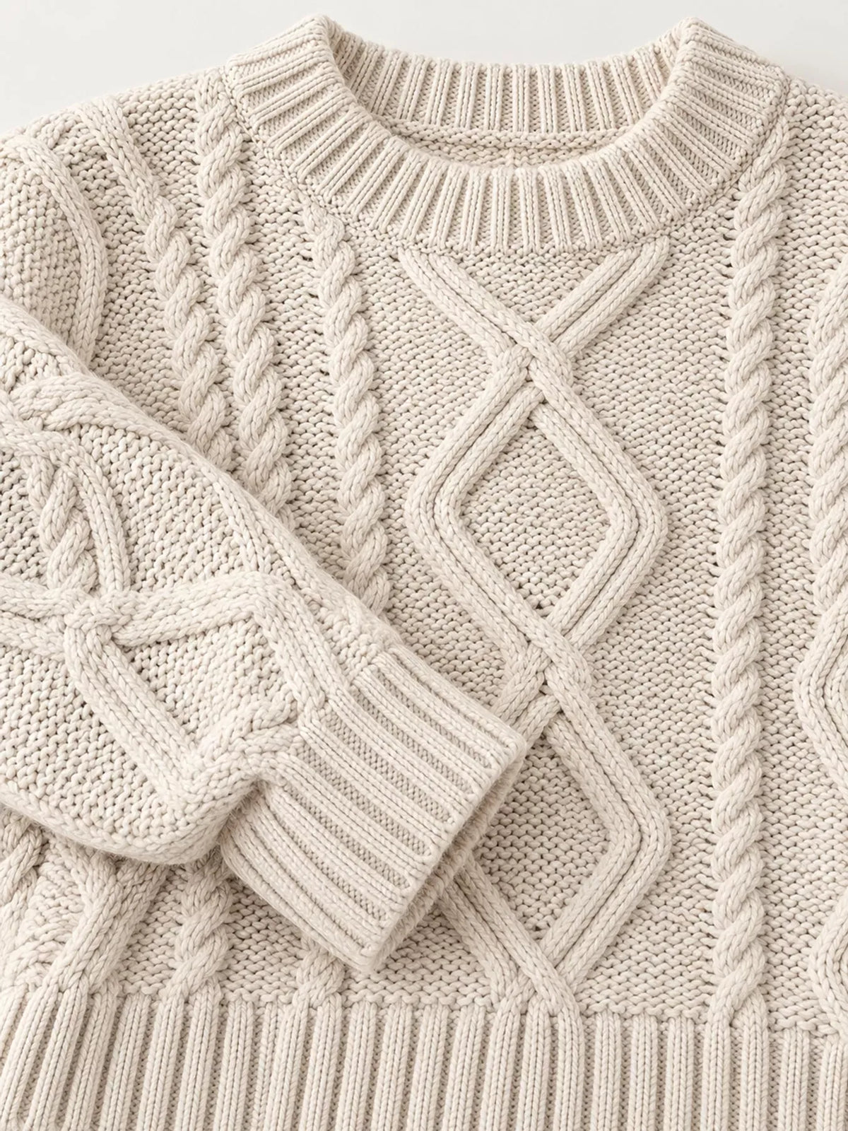 Cable-Knit Round-Neck Sweater The Nichole Collection