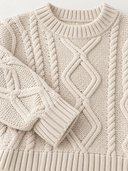 Cable-Knit Round-Neck Sweater The Nichole Collection