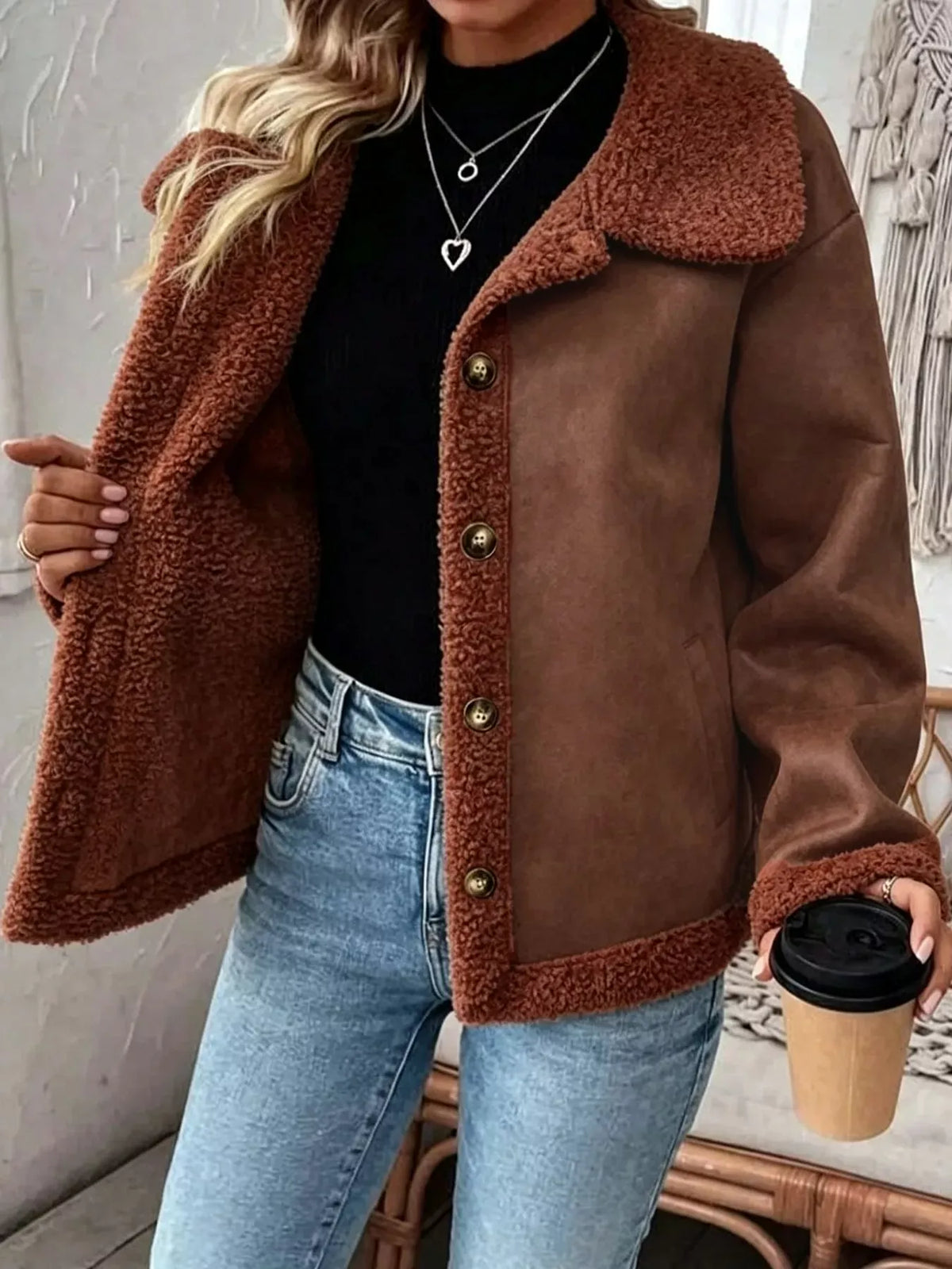 Cashmere-Blend Suede Sherpa Jacket The Nichole Collection