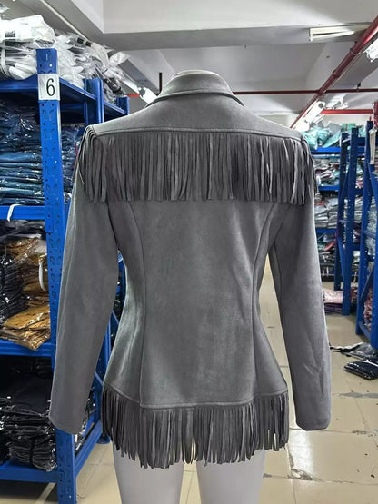 Western Fringe Open-Front Lapel Jacket The Nichole Collection - Official Site