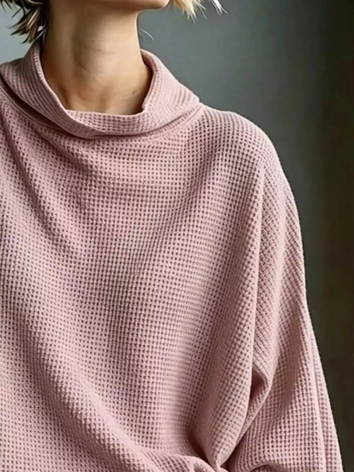 Oversized Waffle-Knit Mock-Neck Top The Nichole Collection - Official Site