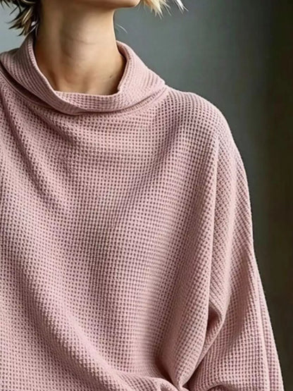 Oversized Waffle-Knit Mock-Neck Top The Nichole Collection - Official Site